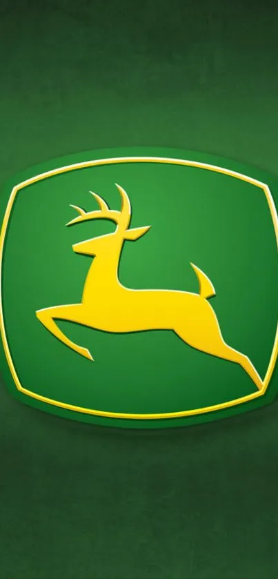 Green wallpaper with yellow deer emblem on faded background.