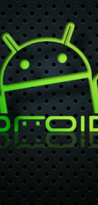 Green Android logo on dark textured background wallpaper.