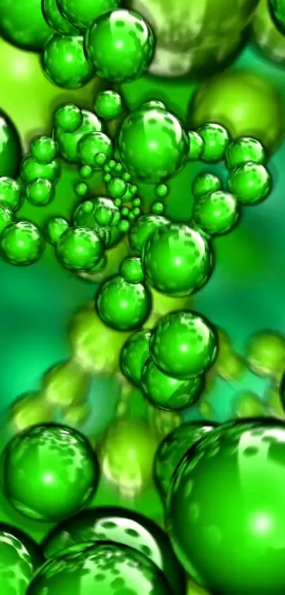 Green bubble abstract wallpaper with vibrant hues.