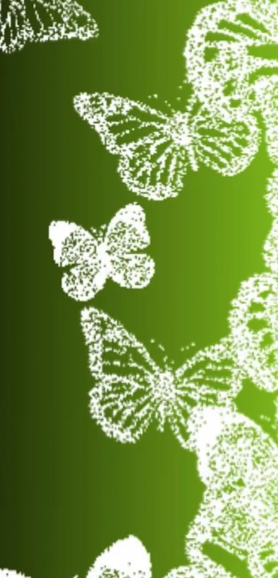 Green phone wallpaper with white butterflies.