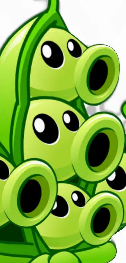 Lime green cartoon peashooter character design for mobile wallpaper.