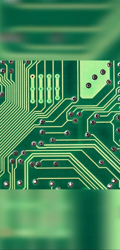 Green circuit board wallpaper design, perfect for tech backgrounds.