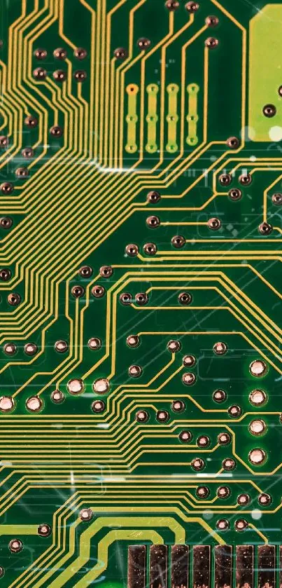 Green circuit board pattern mobile wallpaper.