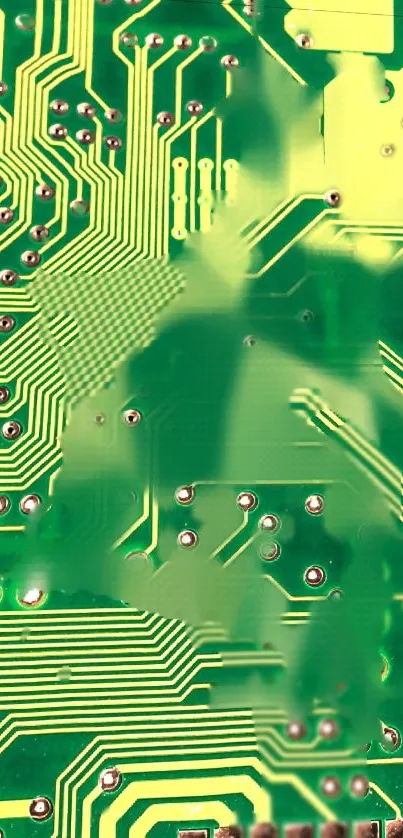 Green circuit board pattern with technology design.