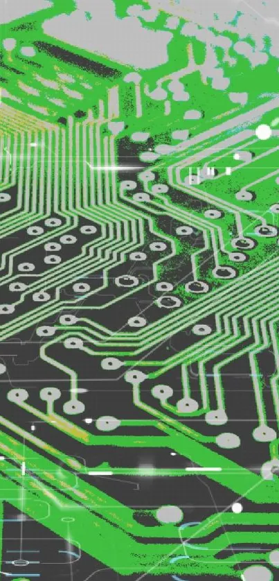 Green circuit board pattern mobile wallpaper.