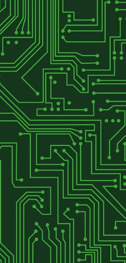 Green circuit board wallpaper for mobile with intricate electronic patterns.