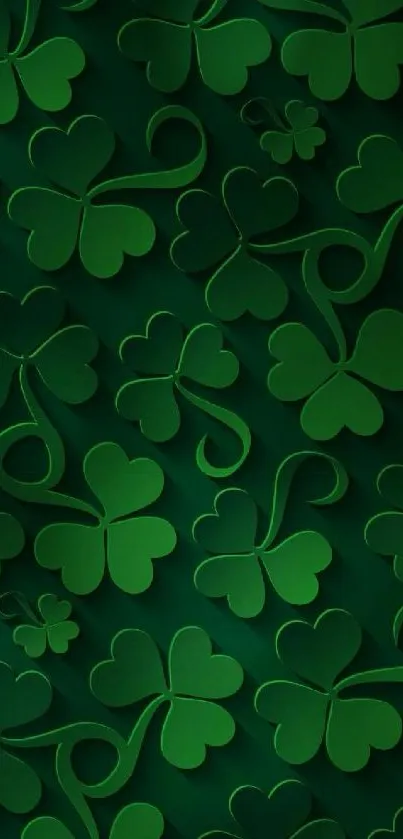 Emerald green clover pattern mobile wallpaper.