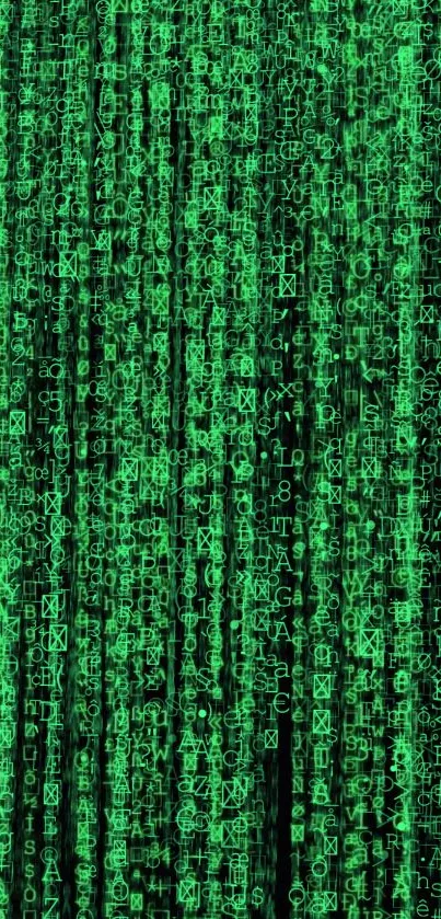 Green digital matrix pattern wallpaper for tech enthusiasts.