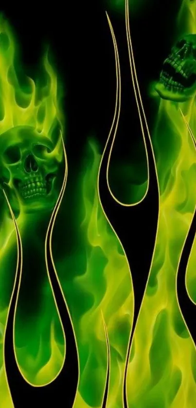 Neon green flames with skull design.