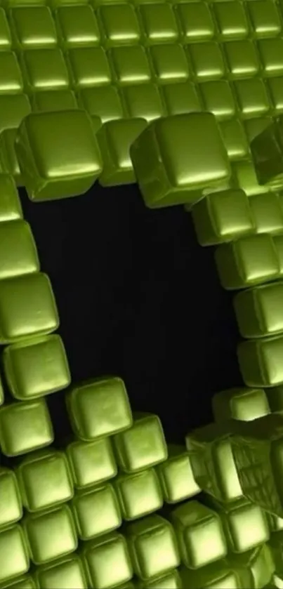 Green abstract geometric pattern with a hole effect.