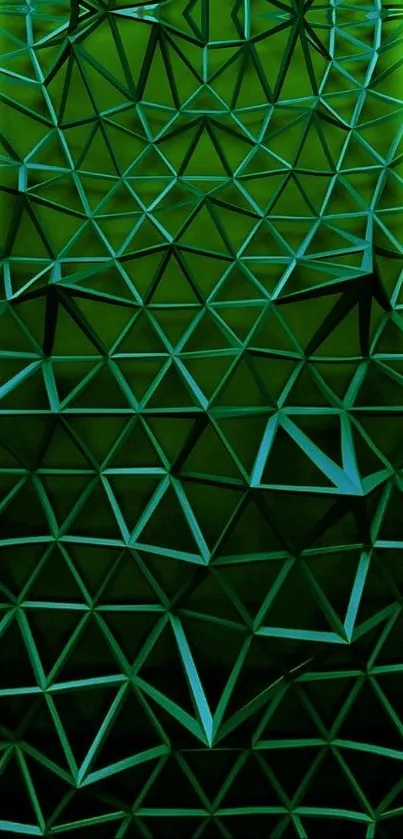 Green geometric abstract mobile wallpaper with triangle patterns.