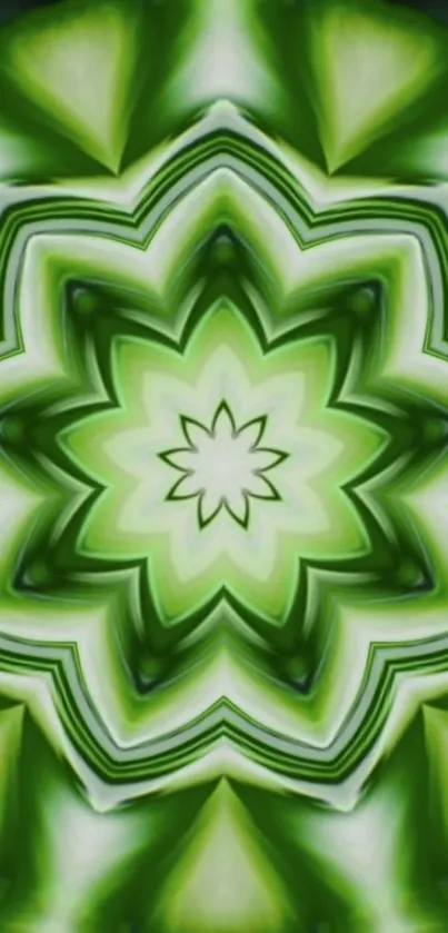 Green kaleidoscope geometric wallpaper for mobile.