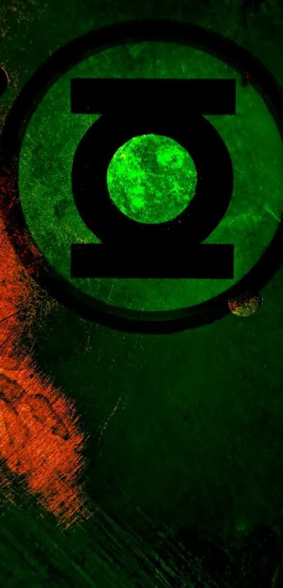 Green Lantern symbol on a dark, textured background.