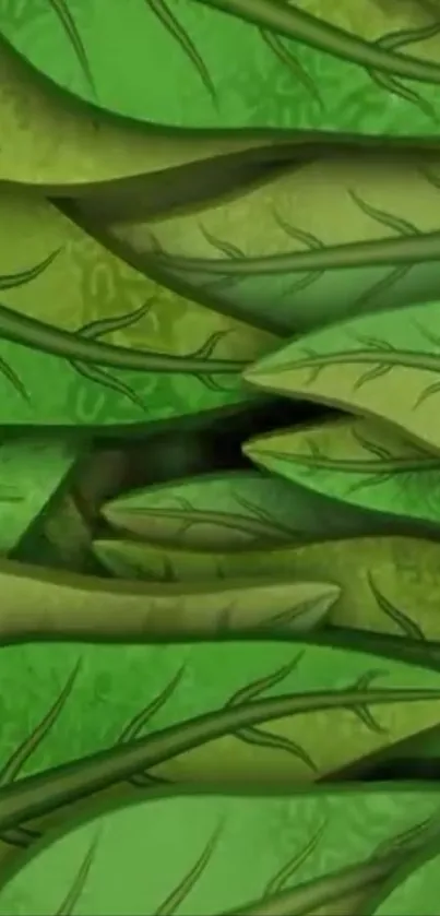 Green leaf pattern with layered foliage design.