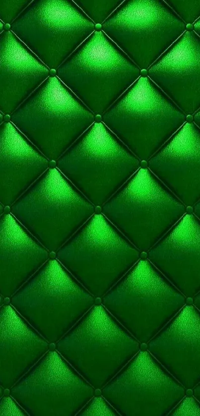 Green leather quilted texture mobile wallpaper.