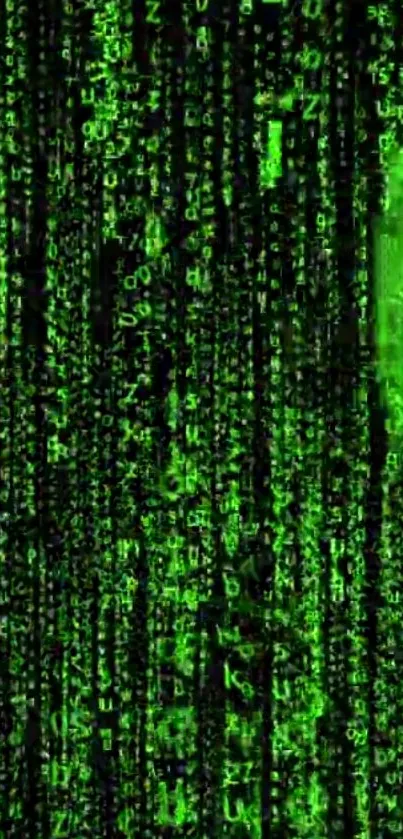 Neon green Matrix code wallpaper with digital vibes.