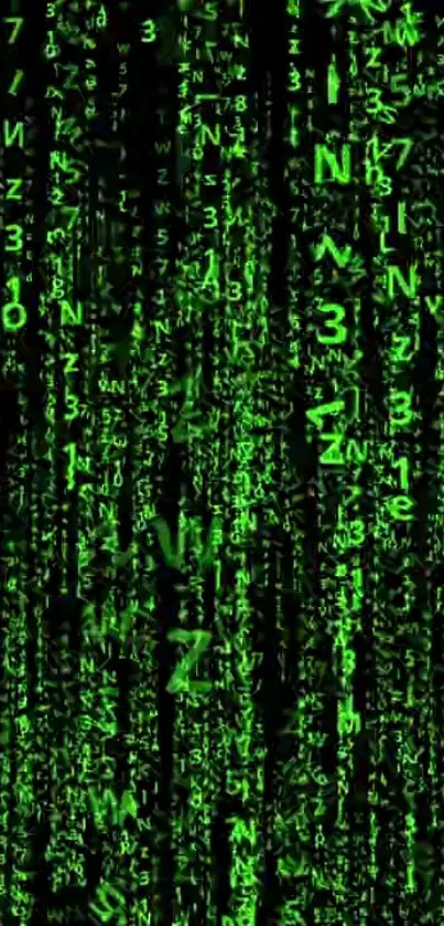 Matrix code green wallpaper for mobile. Futuristic digital art background.