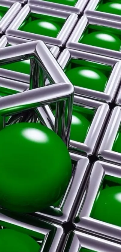 Green metallic spheres and cubes wallpaper.