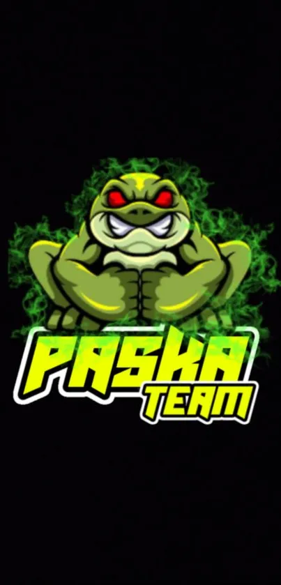 Green monster with 'Paska Team' text on dark background.