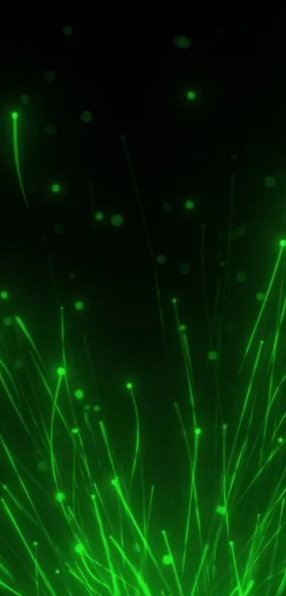 Green neon light streaks wallpaper for phone with dark background.