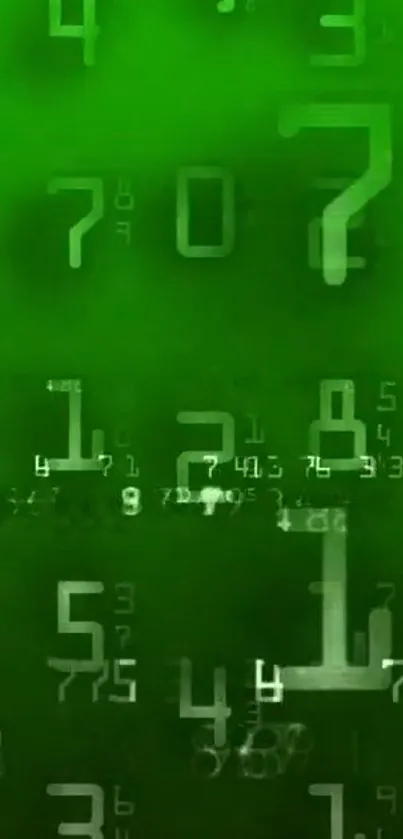 Green numeric matrix wallpaper with digital numbers and abstract design.