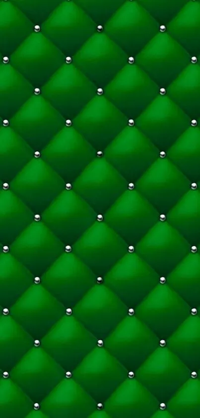 Luxurious green quilted pattern wallpaper for stylish mobile screens.