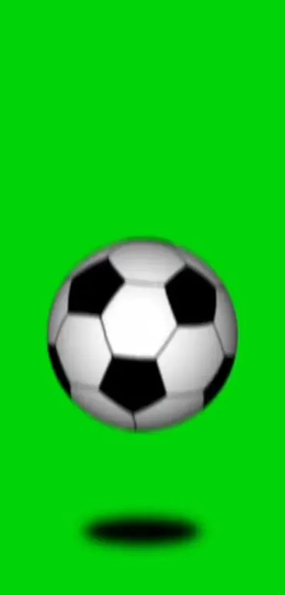 Soccer ball on vibrant green background.