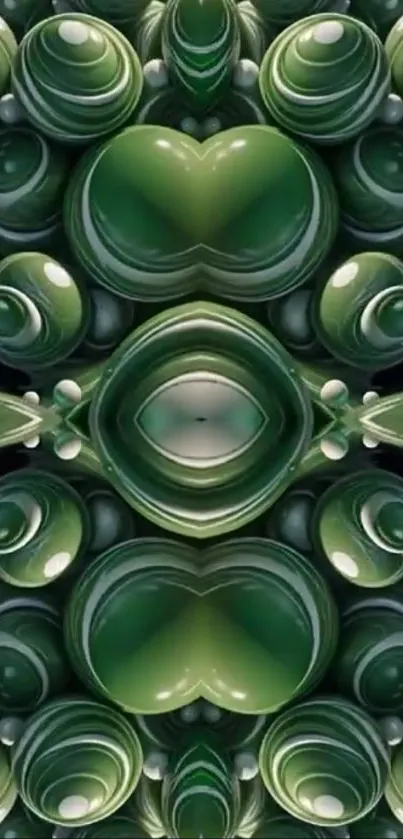 Abstract green spheres pattern wallpaper for mobile.