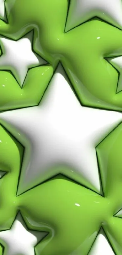 3D green star pattern mobile wallpaper.