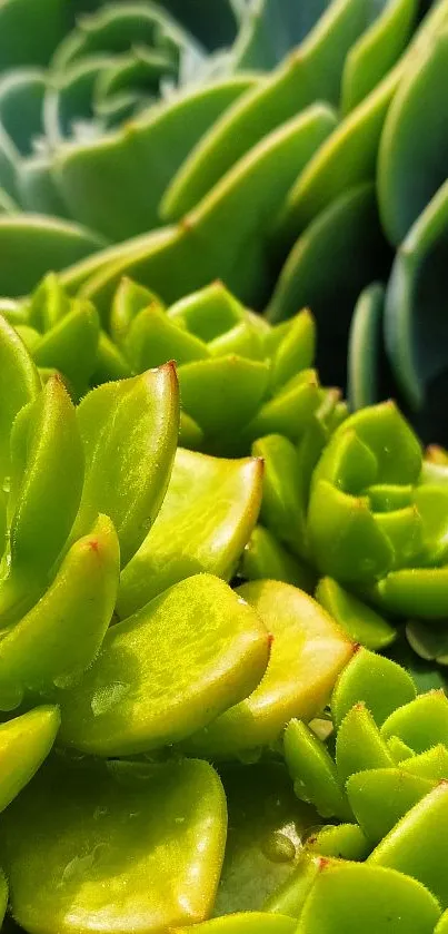 Close-up of vibrant green succulent plants, ideal for nature-themed wallpaper.