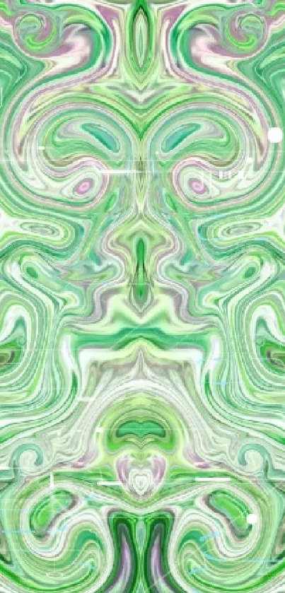 Abstract green swirl pattern wallpaper with intricate design and vibrant colors.