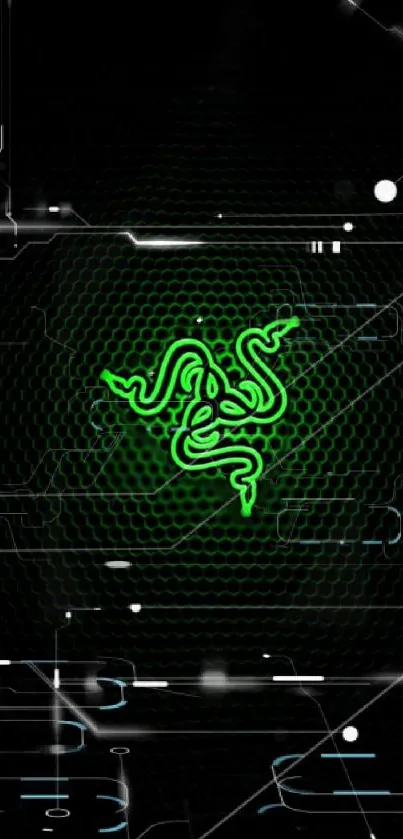 Green circuit design on tech wallpaper, perfect for modern mobile screens.