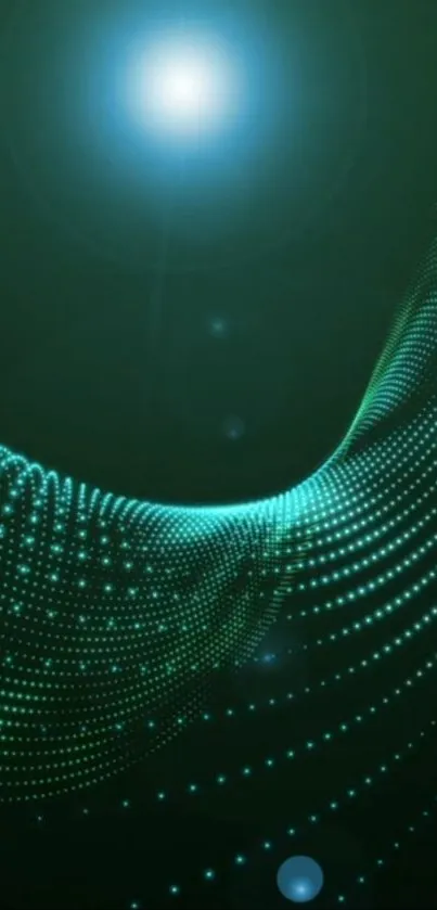 Abstract light waves in green create a mesmerizing wallpaper.