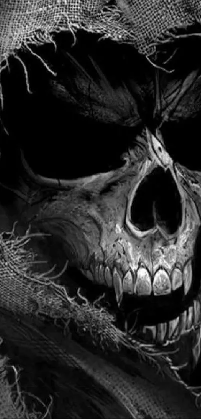 Dark skull art with hood, perfect for gothic wallpaper.