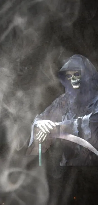 Grim Reaper with smoky background wallpaper.