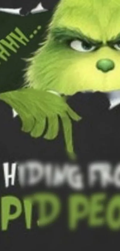 Grinch cartoon hiding with funny message wallpaper.