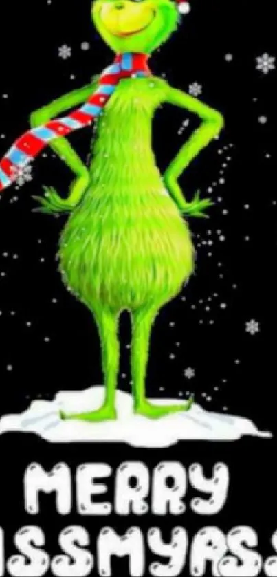 Grinch-themed holiday mobile wallpaper with festive humor.