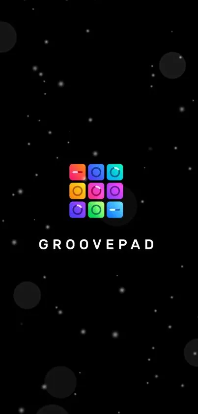 Vibrant Groovepad wallpaper with colorful icons on a starry black background.