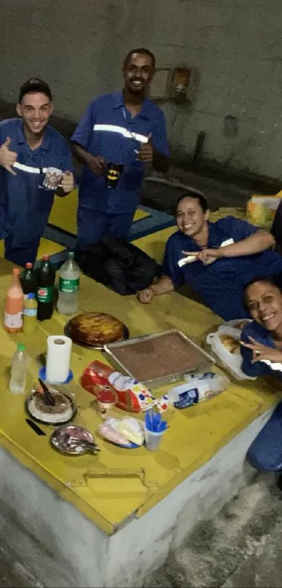 Group enjoying a casual outdoor gathering at night.