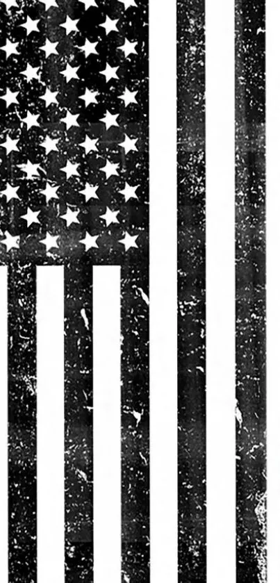 Grunge black and white American flag wallpaper.