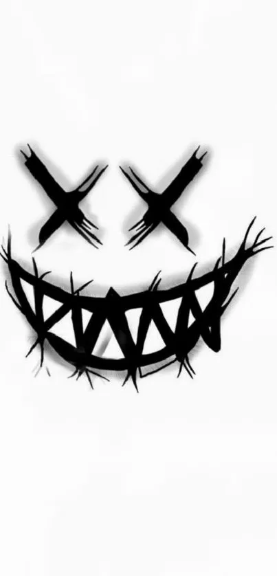 Grunge smiley face with crossed eyes on a white background.