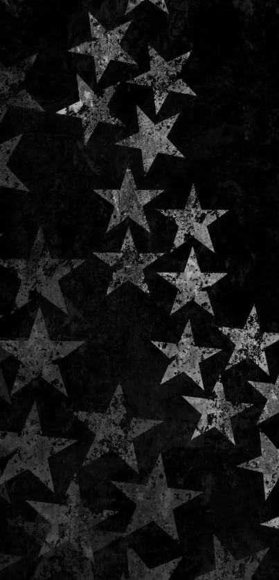 Grunge star pattern with dark black background.