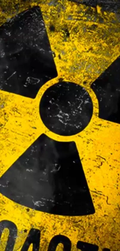 Yellow and black grunge radioactive symbol wallpaper.