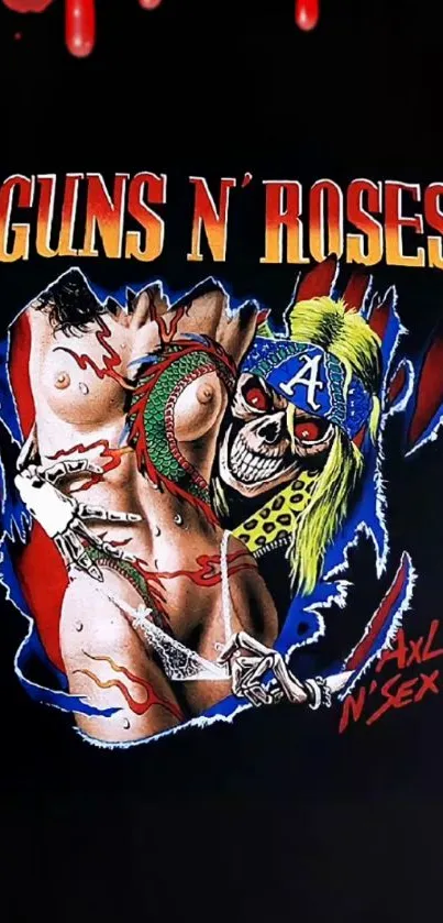 Guns N' Roses artistic wallpaper with bold colors and edgy design.