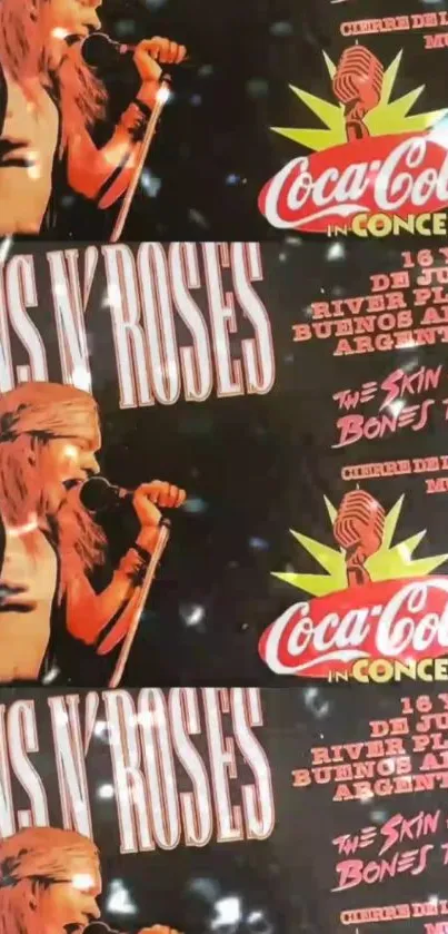 Guns N' Roses concert poster with tour dates and Coca-Cola logo.