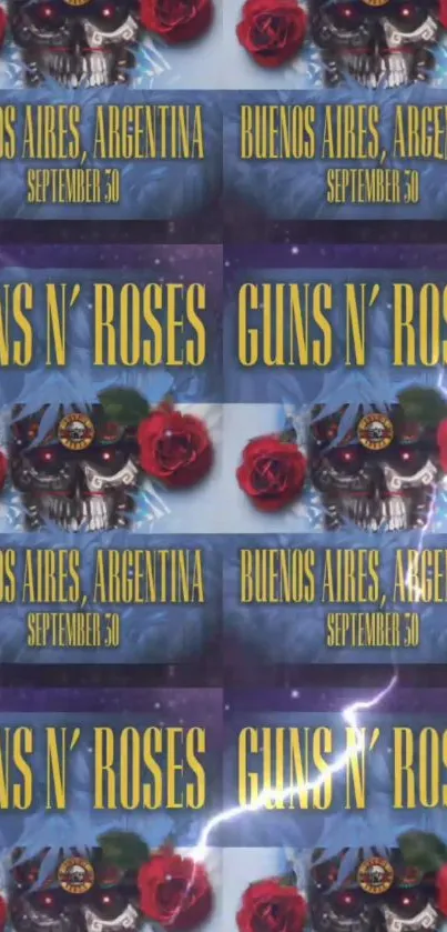 Guns N' Roses Buenos Aires concert poster with roses and event date.