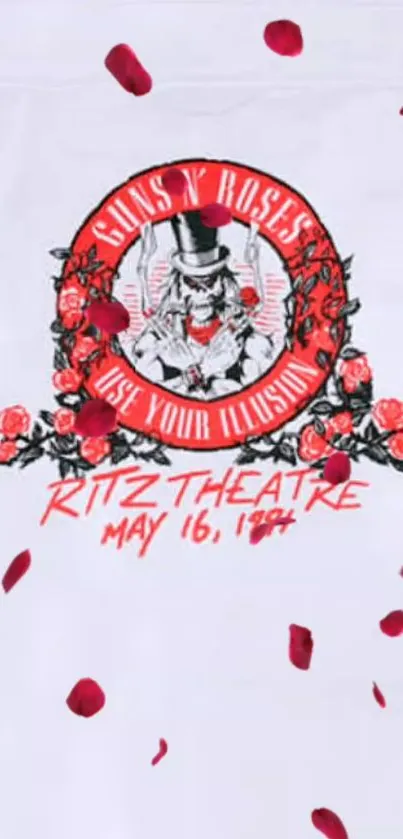 Guns N' Roses 1988 Ritz Theatre poster art with red and white design.