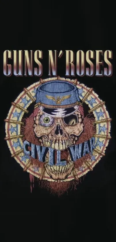 Guns N' Roses skull design wallpaper with dark background.