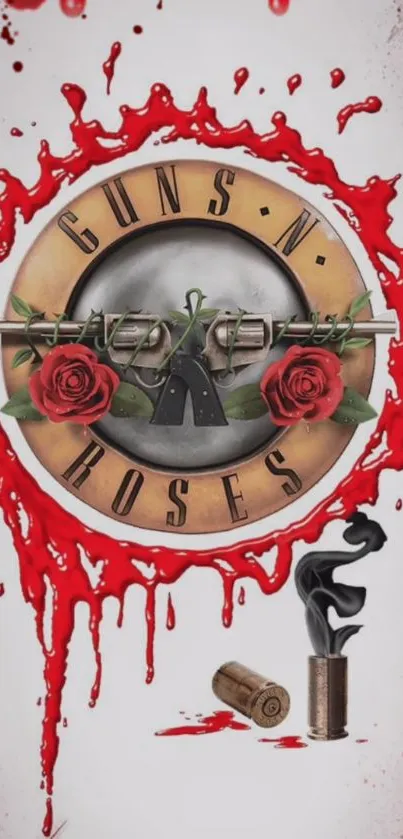 Guns N' Roses wallpaper with red roses and bullets.