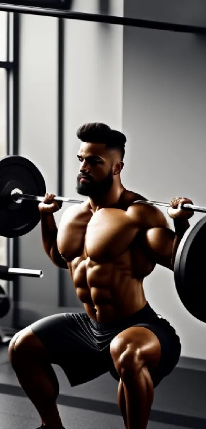 Athlete lifting weights in a gym, emphasizing strength and focus.